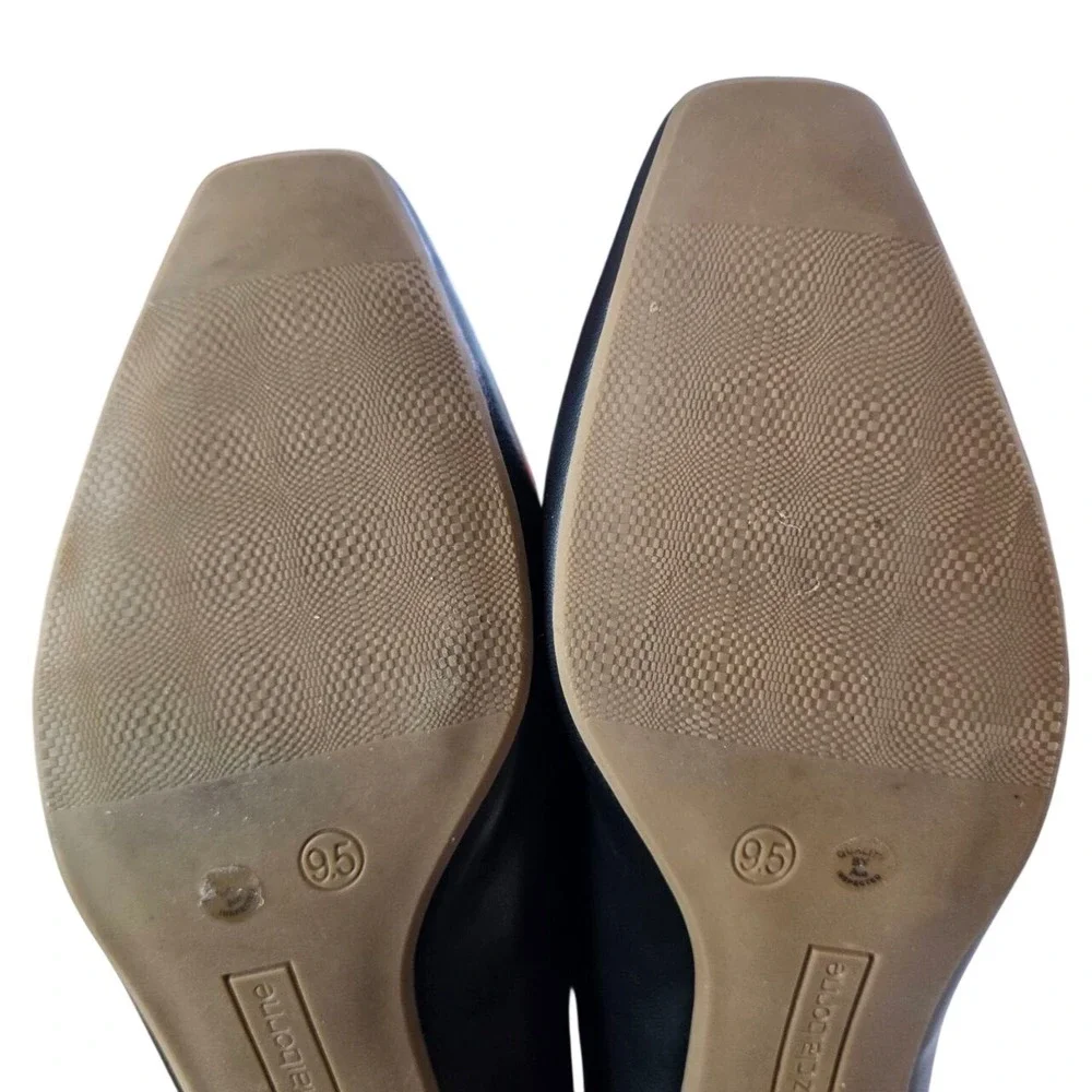 Liz Claiborne Faris Black Square Toe Block Heel Pumps 9.5 Wide Memory Foam